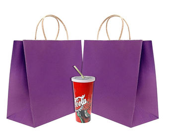 Kraft 주문 종이 봉지 12 * 16 * 6 인치, 손잡이를 가진 자주색 종이 봉지 협력 업체