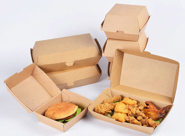 2개 크기 Kraft 종이 햄버거 상자, 햄버거 테이크아웃 상자 간격 250gsm 협력 업체