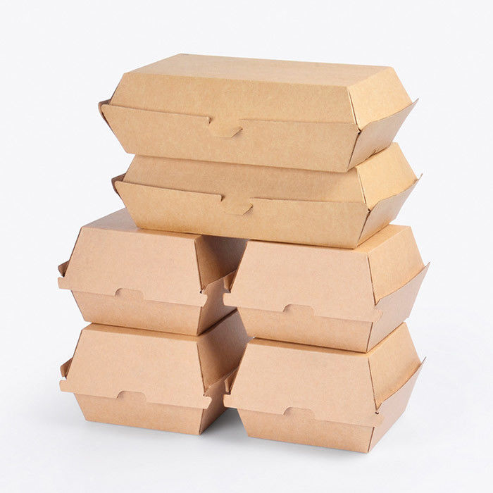 2개 크기 Kraft 종이 햄버거 상자, 햄버거 테이크아웃 상자 간격 250gsm 협력 업체