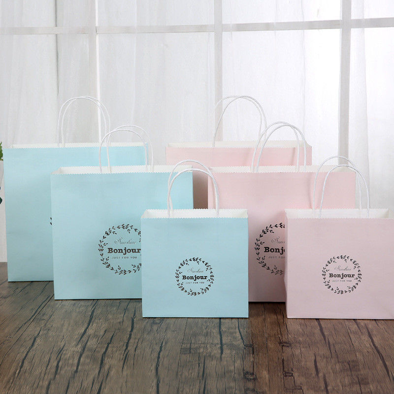 밝은 파란색/분홍색 서류상 선물 부대 150gsm 백색 Kraft 종이 물자를 개인화했습니다 협력 업체